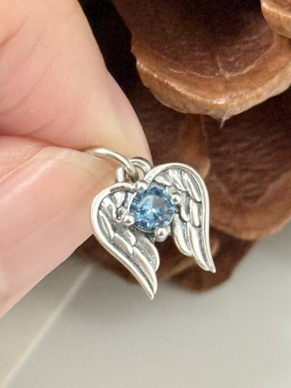 Angel Wings June Birthstone Charm Lab-Created Alexandrite